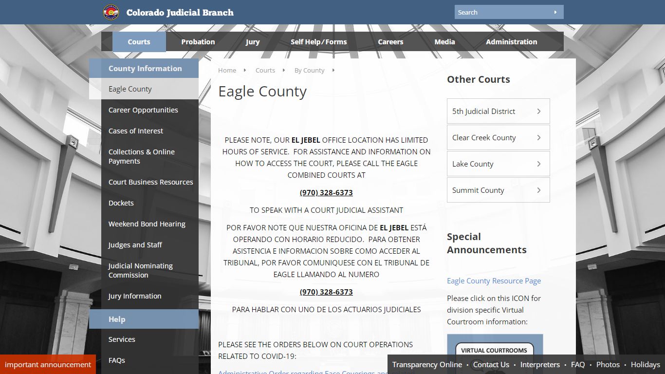Colorado Judicial Branch - Eagle County - Homepage